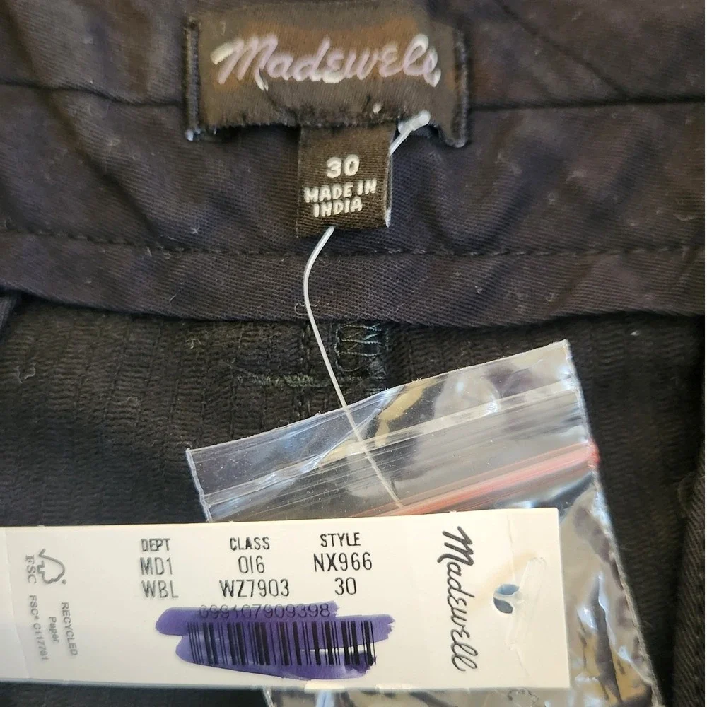 Madewell Mens Black Corduroy Straight Leg Pleated Trousers‎ Size 30X31 NWT